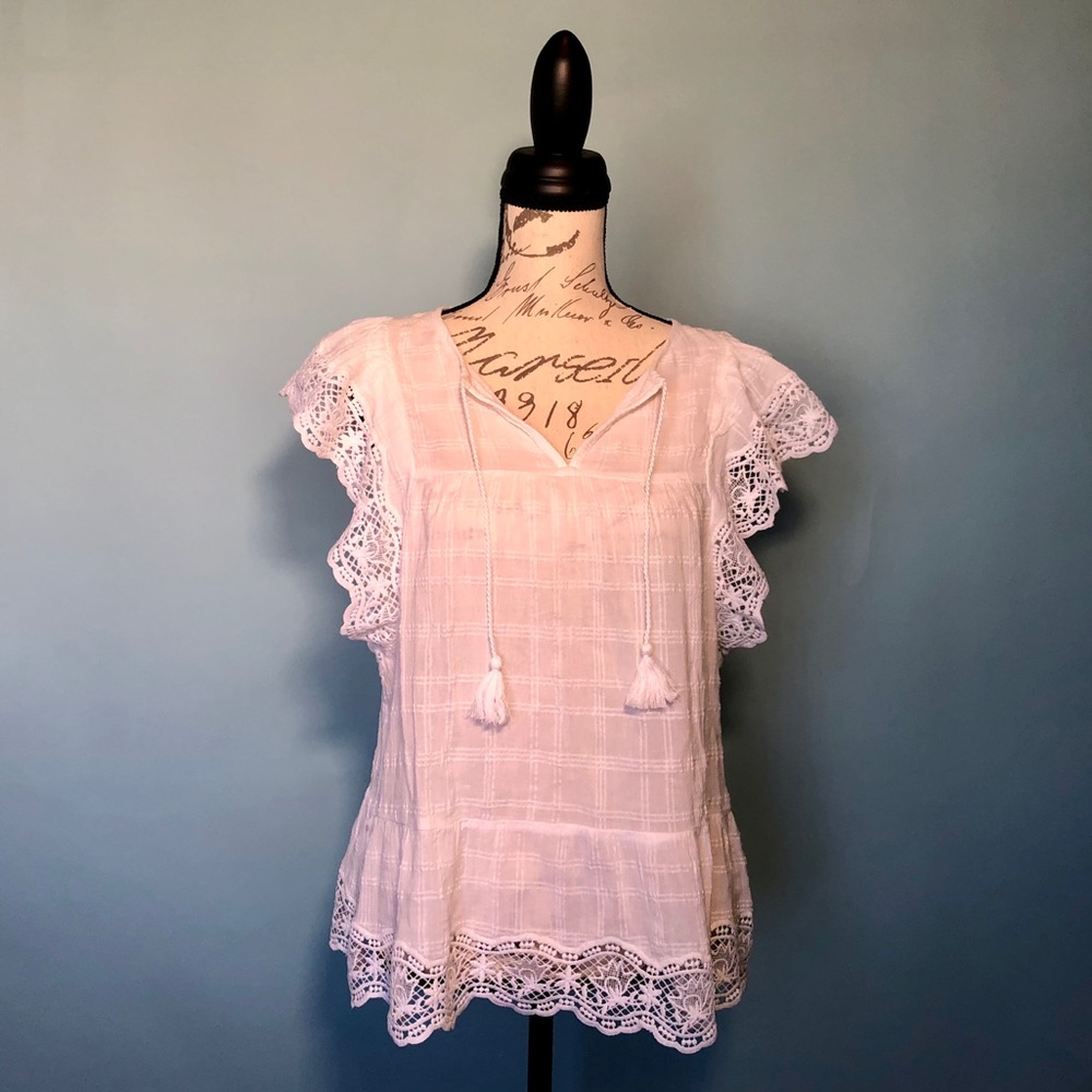 GAP White Boho / Peasant Blouse EUC - Medium